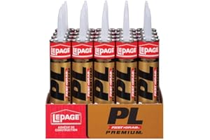 LePage PL Premium Fast Grab Construction Adhesive, Indoor & Outdoor Construction Glue for Wood, Concrete, Stone & More - 295 