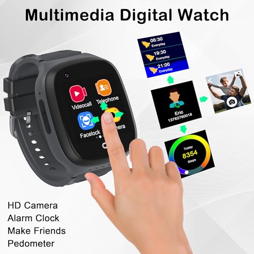 AIWIEP Smart Watch GPS Tracker with Calling,sos,gps Tracker,voice Chat,camera, Kids Cell Phone Toys for Ages 5-7 Boys Age 3-12, for Kids, 4G