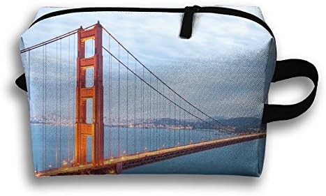With Wristlet Cosmetic Bags Golden Gate Bridge Brush Pouch Portable Makeup Bag Zipper Wallet Hangbag Carry Case