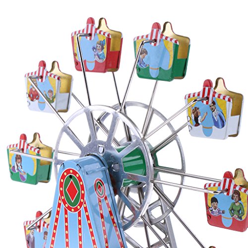 Dovewill Retro Wind up Spinning Ferris Wheel with Music Movement Clockwork Metal Tin Toy Collectible Gift