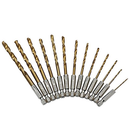 image for Tsmile 13Pcs Drill Bit Set High Speed Steel Quick Change Hex Shank Twi
