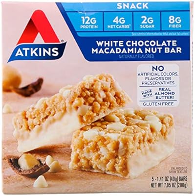 Atkins Snacks White Chocolate Macadamia Nut Bar 5 Bars 1 41 Oz