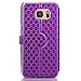S7 Edge Case, Galaxy S7 Edge Case, ArtMine Quilted Plain Color Window View Function PU Leather Flip Folio Book Style Card Slots Kickstand Wallet Phone Case for Samsung Galaxy S7 Edge Purple