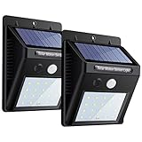 Solar Lights, SUNDATOM 20 LEDs Motion Sensor Wall Light, Wireless Waterproof Security Motion Sensor Bright Outdoor Light for Patio, Deck, Yard, Garden, Driveway, Outside Steps (2-pack)