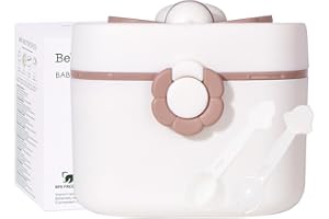 Bebamour Baby Formula Dispenser On The Go, Formula Container to Go, Formula Holder for Travel, Candy Fruit Snack Storage with Scoop & Fork and Leveller (Khaki)