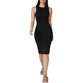 Verdusa Women's Sleeveless Round Neck Basic Bodycon Pencil Knee Length Dress