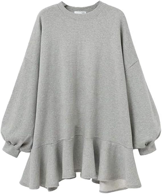 Amazon Yeenoke スウェット トレーナー ワンピース ロング パーカー チュニック レディース オーバーサイズ 体型カバー おしゃれ 可愛い シンプル ゆったり 大きいサイズ マタニティ にも ワンピース チュニック 通販