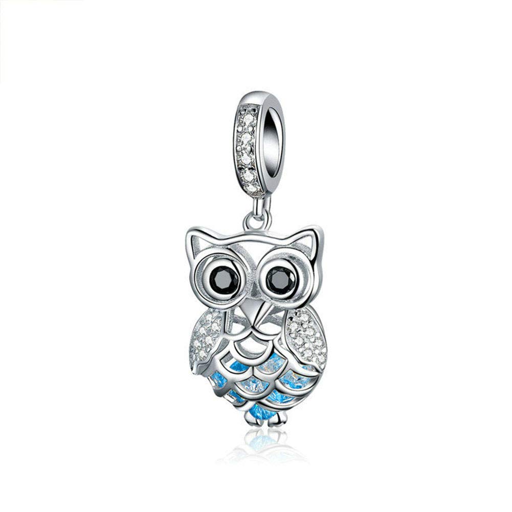 Owl Charm 925 Sterling Silver Bird Charm Animal Charm Birthday Charm for Pandora Charm Bracelet (Owl)
