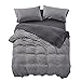 PURE ERA Jersey Knit Duvet Cover Set 100% T-Shirt Heather Cotton Super Soft Comfy Classic Striped Design, with Zipper Closure, Charcoal Dark Grey Stripe, King