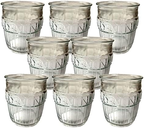 Circleware Set of 8 Clear Glass 14 oz Embossed Drink Glasses (Set of 8)