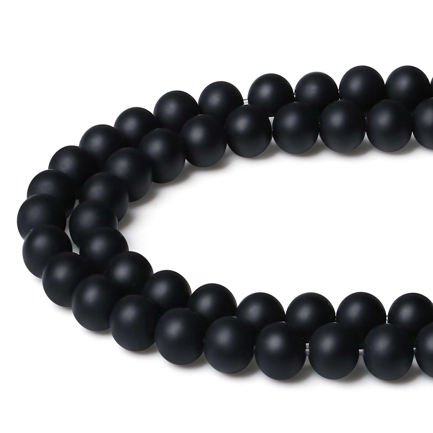 XIANNVXI Black Onxy Beads for Jewellery Making 8mm Round Loose Black Beads for Crafting 47 Pcs — image 1