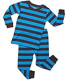Leveret Striped 2 Piece Pajama Set 100% Cotton (18-24 Months, Chocolate & Blue)