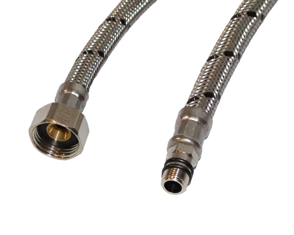 Aumix x2 (Pair) M10 (10mm) x ½” inch BSP 9mm Bore 500mm Flexible Braided Pipe Bathroom Basin Monobloc Mixer Tap Connector Hose WRAS Approved