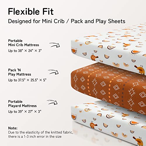 Besrey Pack N Play Sheets, Premium Stretch Fitted Portable Mini Cribs