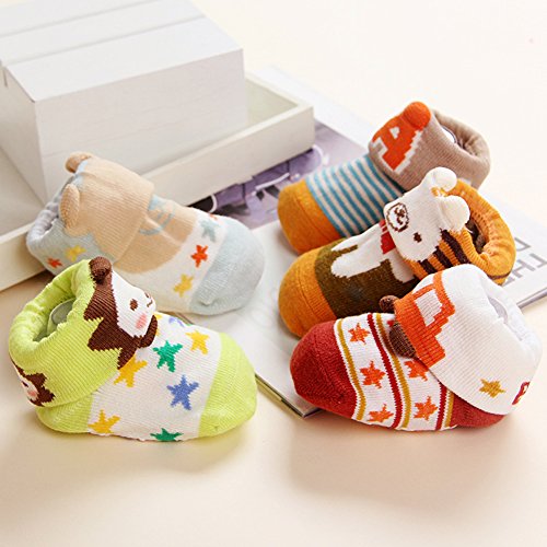 Dicry Baby Boys Socks,6-18 Months,5 Pairs,Turn Cuff,Non Slip,Anti Skid,Infant Grip Ankle Socks