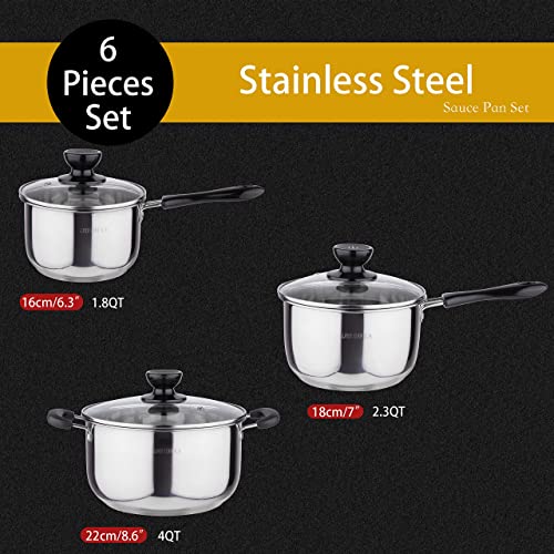 MultiSize 6 piece Inductive Pot Set, Pots and Pans Set, Cookware Sets
