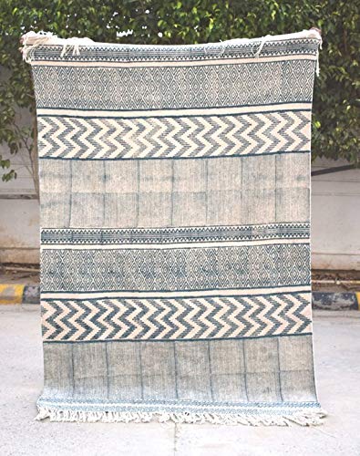 Aztec Printed Cotton Rug, Demin Look, Handmade, Block Print, 100% Cotton, Rugs, Home Decor, Wholesale Available, Size- 48x72 Inches