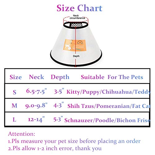 YAWALL Adjustable Recovery Cone Collar Dog Elizabethan Collar Cat Protective Collars Dog Neck Scarf for Anti-Bite Lick, Surgery or Wound Healing (Small, Neck Size: 6.5-7.5 INCH)