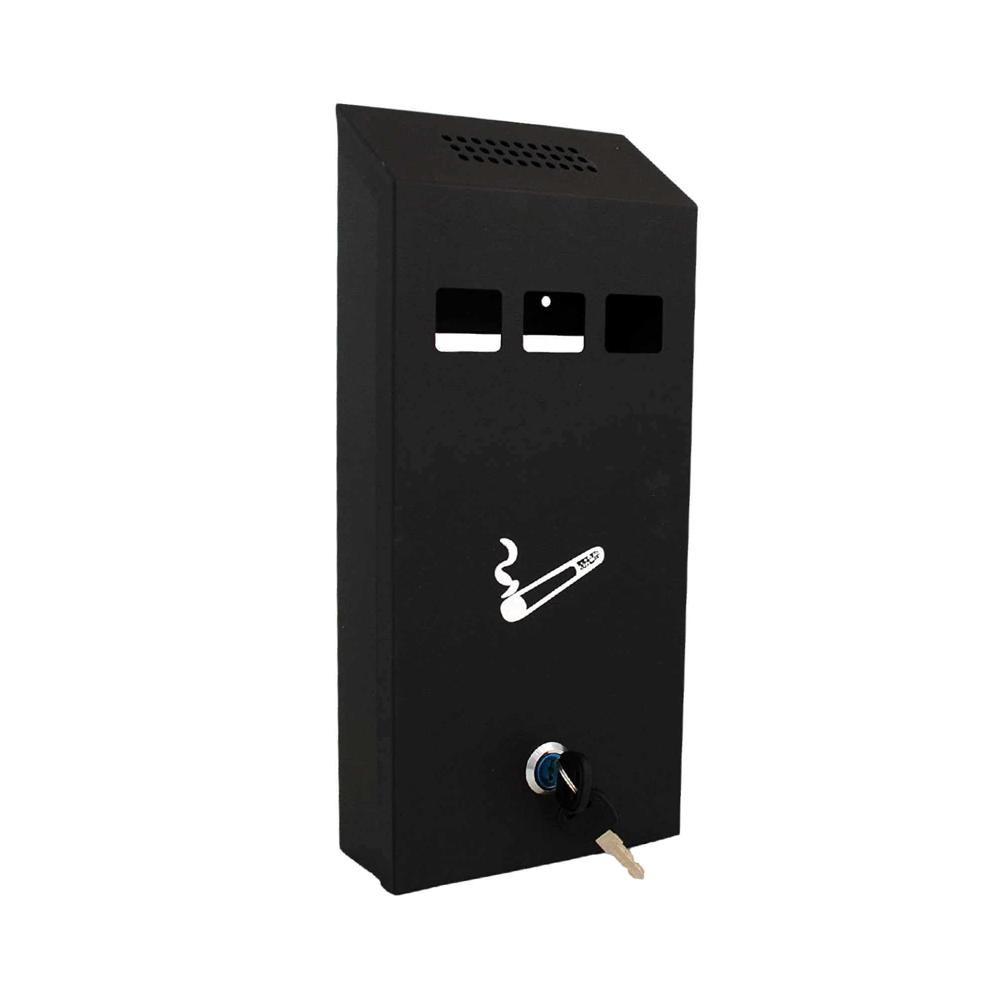 Buckingham Wall Mounted Outdoor Cigarette Bin, Ashtray , Ash Bin, Heavy Duty Ashtray , Pubs , Clubs, Office, Home , Luminous Cigarette Motif, Smoking, Lockable, Slimline, Premium Quality -