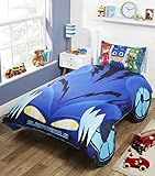 PJ Masks Catboy Cat-Car Shaped 2 Piece UK Single/US Twin Sheet Set, 1 x Double Sided Sheet and 1 x Pillowcase
