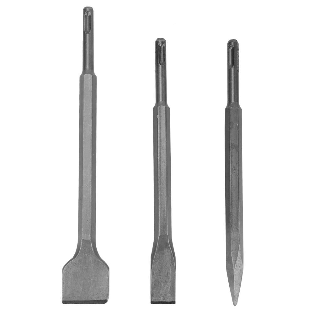 3pcs Concrete Hammer Chisel Bit Set Point Chisel Flat Chisel Dilated Flat Chisel Kit
