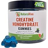 Creatine Monohydrate Gummies 5000mg | Muscle Growth, Strength & Recovery – Vegan, Sugar-Free, Blueberry Flavor, 120 Count | Sports Nutrition for Men & Women | Non-GMO, Gluten-Free, GMP Certified