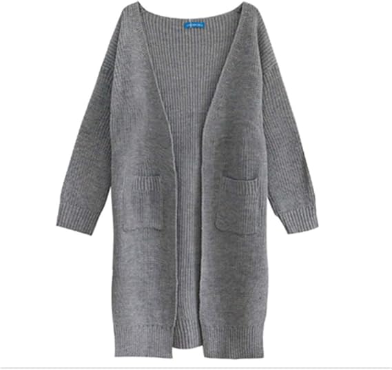 Amazon ユリカー ニット カーディガン レディース セーター 秋 コート ロング丈 ポケット付き カジュアル シンプル 着痩せ コーディネート グレーf カーディガン ボレロ 通販