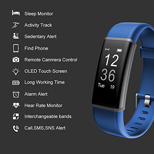 Lintelek Fitness Trackers, Customized Smart Watch Pedometer with Heart