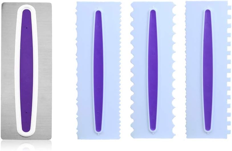 Tortenschaber Kuchen Dekorieren Kamm Zuckerguss Glätter Fondant Spatel Kuchen Edge Gloother Creme Schaber Kuchen Werkzeug Gebäckschneider Design Texturen Backen Werkzeuge Küche Backen DIY 4 Stück