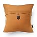 Phantoscope Pack of 2 Farmhouse Throw Pillow Covers Button Vintage Linen Decorative Pillow Cases for Couch Bed and Chair, Orange, 18 x 18 inches, 45 x 45 cm