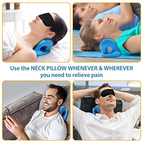 Neck and Shoulder Relaxer Cervical Neck Traction Device Portable Chiropractic Pillow, Neck Stretcher Neck Massage Pillow for Pain Relief Management and Cervical Spine Alignment