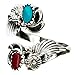 Turquoise Skies TSKIES Sterling Silver Natural Turquoise and Red Coral Adjustable Ring