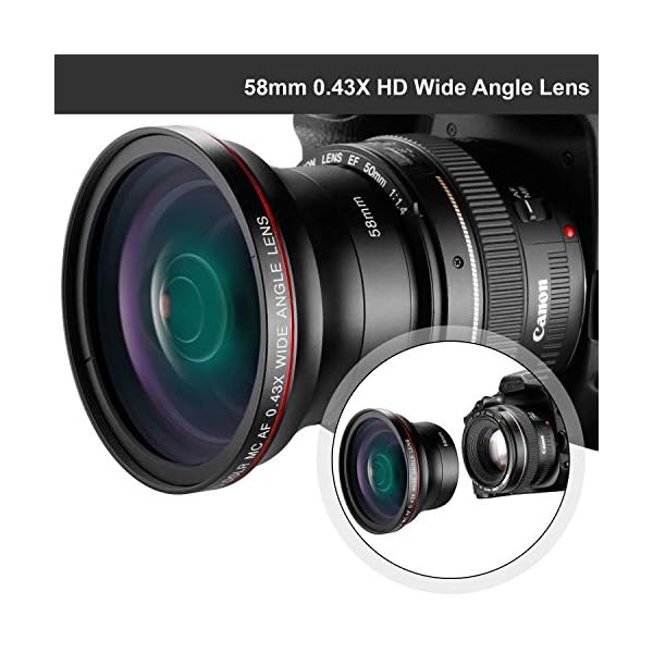Yuhtech 58MM 0.43x Altura Photo Professional HD Weitwinkelobjektiv (mit Makroteil) für Canon EOS Rebel 77D T7i T6 T3 SL1… – Bild 4