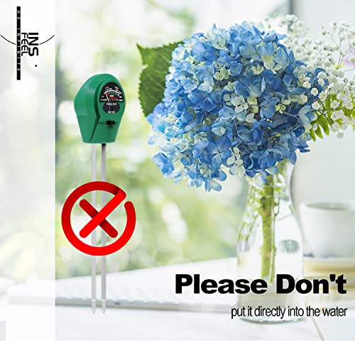 Soil Tester, Moisture pH Light Meter Probe Test Kit for Outdoor Indoor Gardening, Plant Hydrometer for Garden, Lawn, Home, Farm - 3 in 1, No Battery Needed (Green)