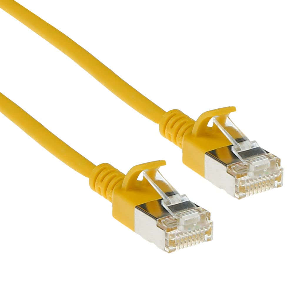 ACT CAT6a Network Cable, U/FTP LSZH LAN Cable, Thin 3.8 mm Slimline, Flexible Snagless CAT 6a Cable with RJ45 Connector, for Use in Data Centres, 0.25 Metres, Yellow - DC7852