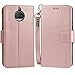 Moto G5S plus Case,Moto G5S plus wallet Case,Arae [Wrist Strap] Flip Folio [Kickstand Feature] PU leather wallet case with ID&Credit Card Pockets For Moto G5S plus (Not for G5 plus),rose gold