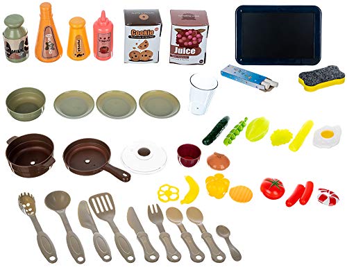 ISO TRADE Kinderküche Spielküche Zubehör Funktion Wasserhahn Kaltdampf 42 Elemente 9569, Farbe:Braun – Bild 8