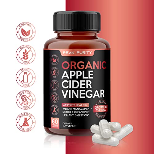 100 Organic Raw Apple Cider Vinegar Capsules Natural Detox Gut