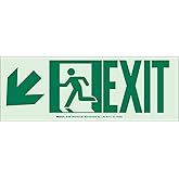 Brady 81798 Glow-In-The-Dark High Intensity Self Sticking Polyester Glow-In-The Dark Safety Guidance Sign - Nyc Approved, 5" 