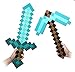 Pixel Foam Sword Pickaxe Combo, Set Of 2, Foam Blue Diamond Sword and for Boys and Girls for birthday party Pixel Miner Gaming not minecraft