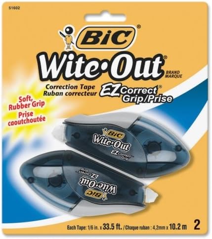 Wite-Out EZ Grip Correction Tape - 33.50 ft Length - 1 Line(s) - White Tape - Rubber Grip - 2 / Pack - White