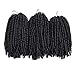 8 Inch 3 Pack Crochet Hair Ombre Spring Twist Crochet Braids Twist Hair 1B# Spring Crochet Braiding Twist Crochet Hair Synthetic Hair for Women