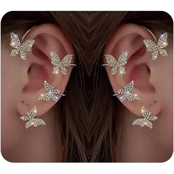 Amazon.com: Butterfly Zircon Ear Cuff Earrings for Women,14K