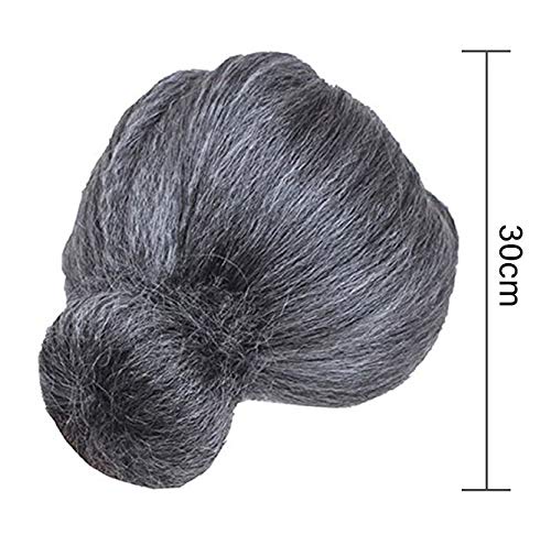 HAKACC Grau Großmutter Perücke, Oma Perücke Verkleidung Party Karneval Kostüm Accessoire