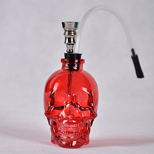 Gblog Colored Skull Glass Hookah Shisha Pipe(Red)