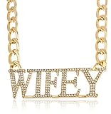 Goldtone Iced Out Wifey Pendant with an 18.5 Inch Adjustable Necklace