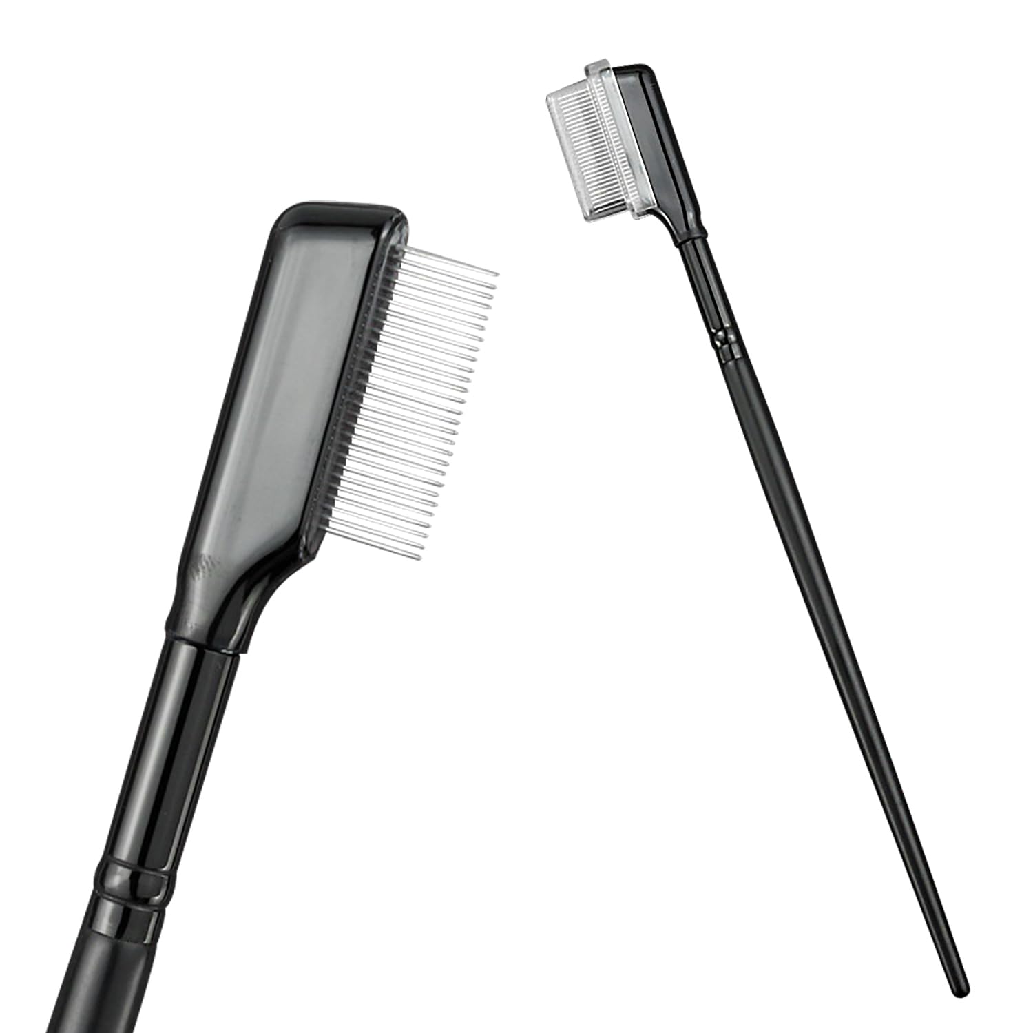 Rumyve 2Pcs Brow Groomers & Lash Combs - Fine Tooth Steel Needle Eyebrow Brush and Eyelash Separator Makeup Tool for Women and Girls (Black)