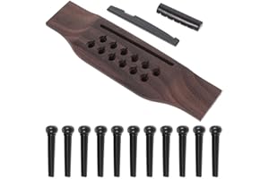 FENGTAIKE 12 String Acoustic Guitar Bridge Set, 12 Pins, Nut and Saddle Replacement Kit for Enhanced Sound