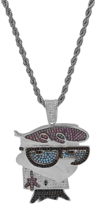 MoCa JewelryHip Hop 18K Gold/Silver Plated Blue Zircon Shine Diamond Cartoon Bird Cool Pendant Blue Necklace with 24 Inch Stainless Steel Rope Chain