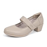 VJH confort Women's Mary Jane Pumps Low Block
